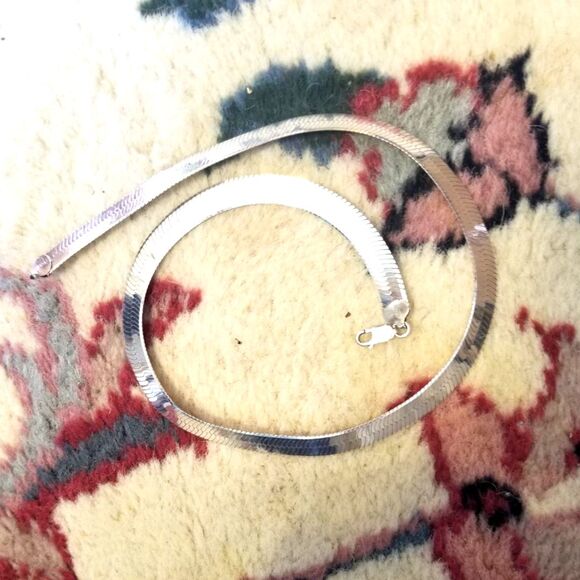 Sterling Silver Statement Piece Sleek 925 necklace 1cm wide VTG Italy NICE 38gr! - Picture 10 of 14